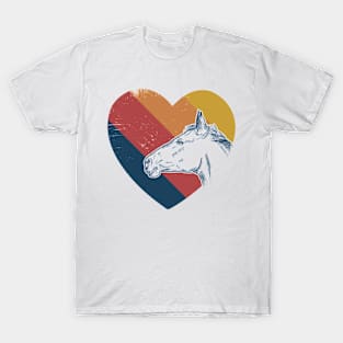 Vintage Horse in Heart Cute Horse Lover T-Shirt